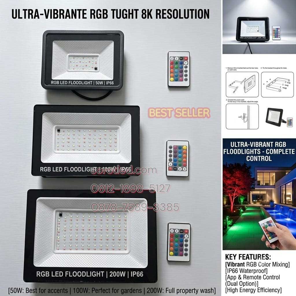 lampu sorot rgb 50w 100w 200w