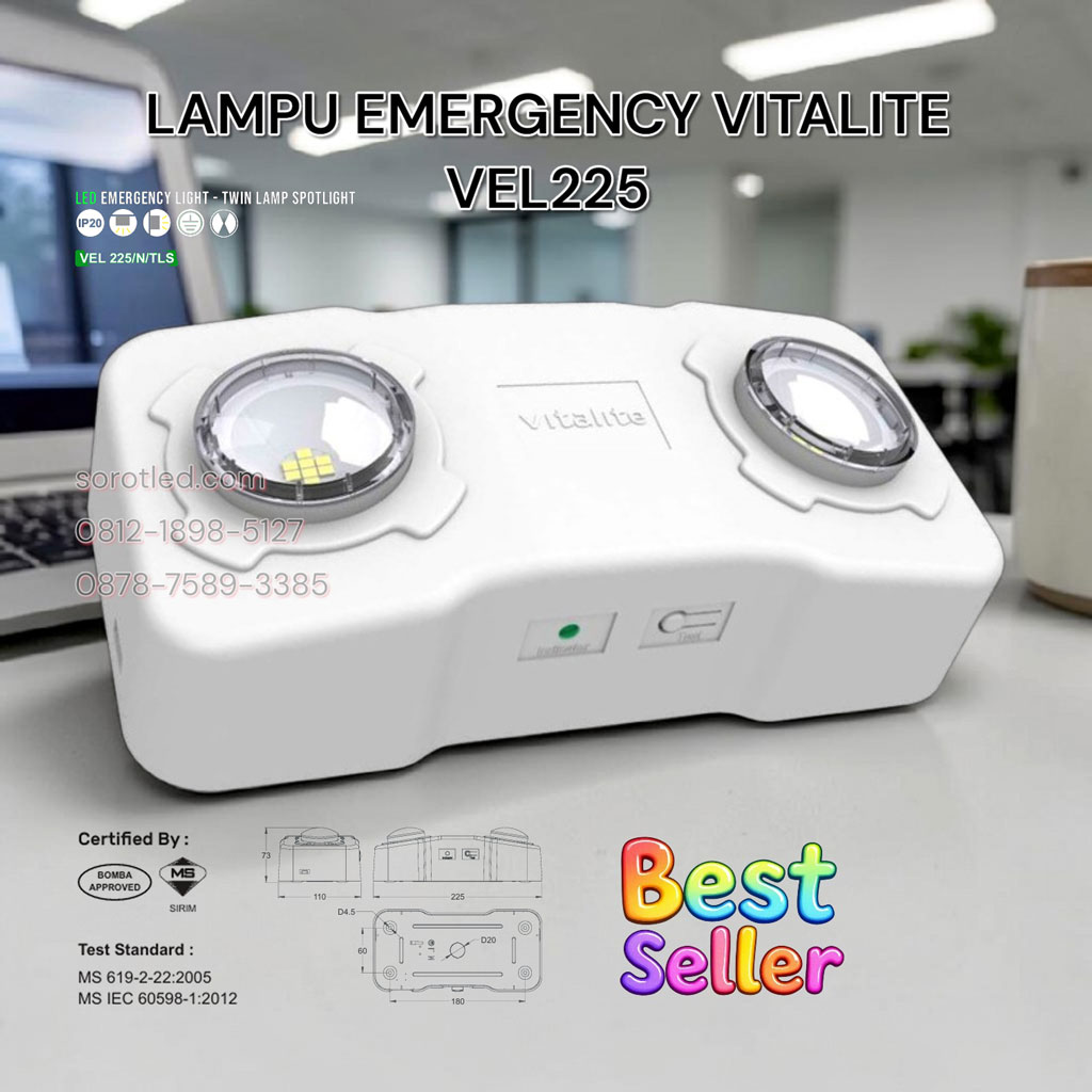 lampu emergency vitalite tipe ves 225 n tls