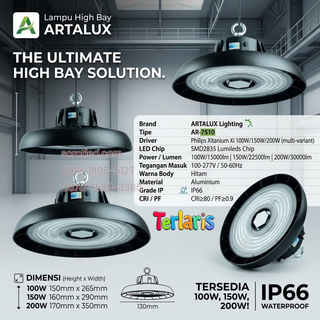 lampu high bay artalux ar-75100 100w 150w 200w