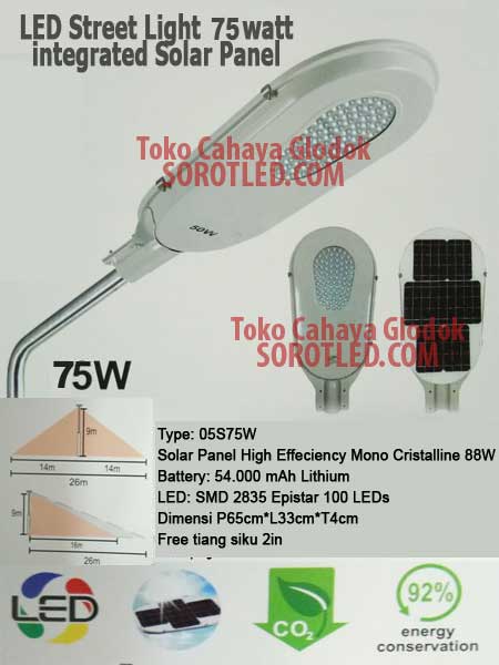Lampu Jalan Solar 75 Watt All in One