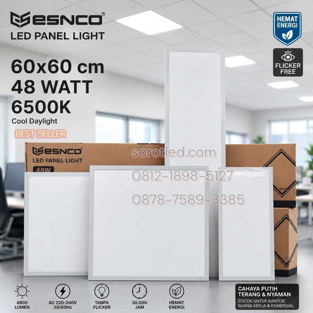 lampu panel merk esnco 48w led