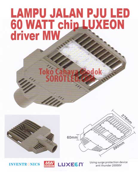 Lampu PJU 60 watt LED chip LUXEON MW Driver