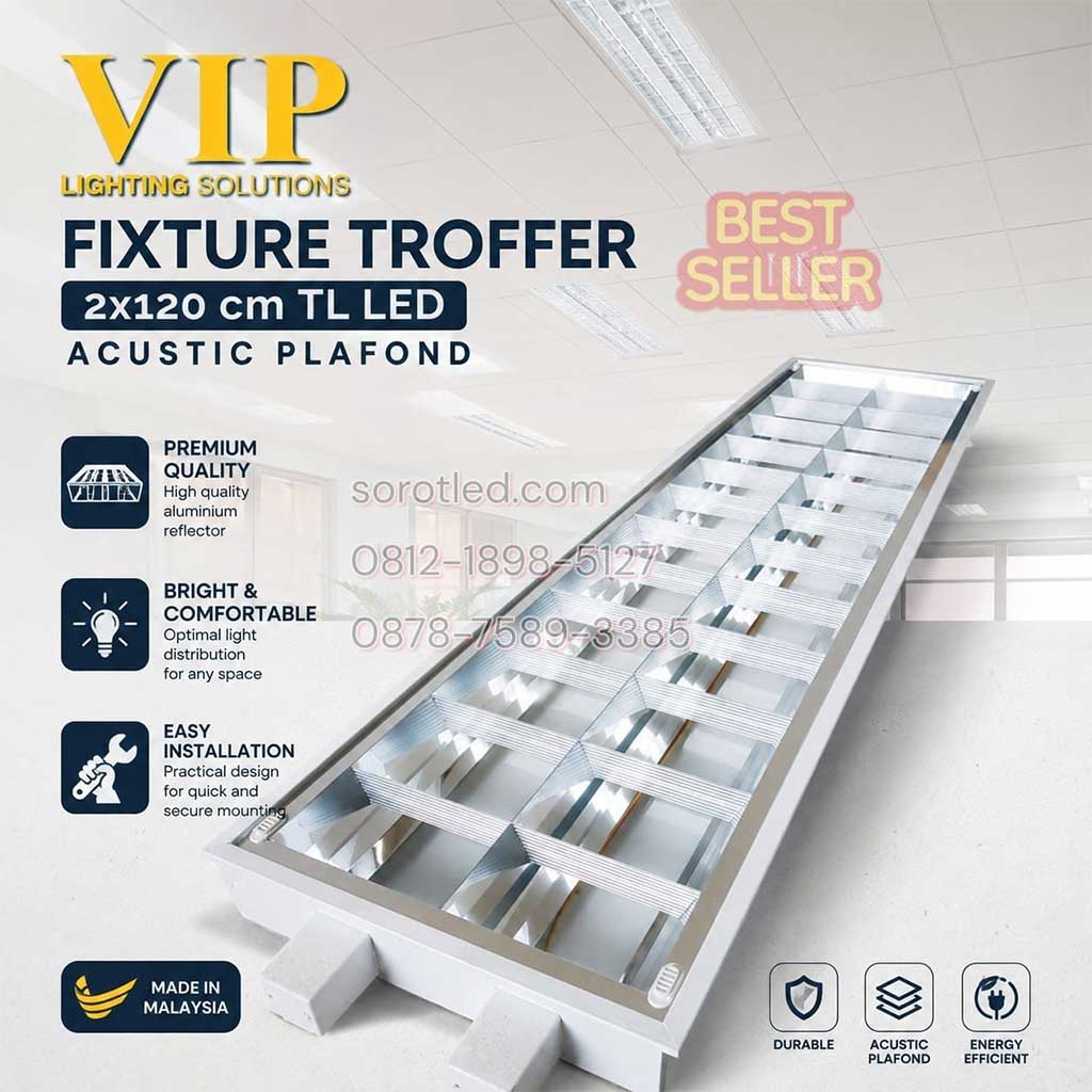 lampu rm vip 2x tl led 120cm akustik