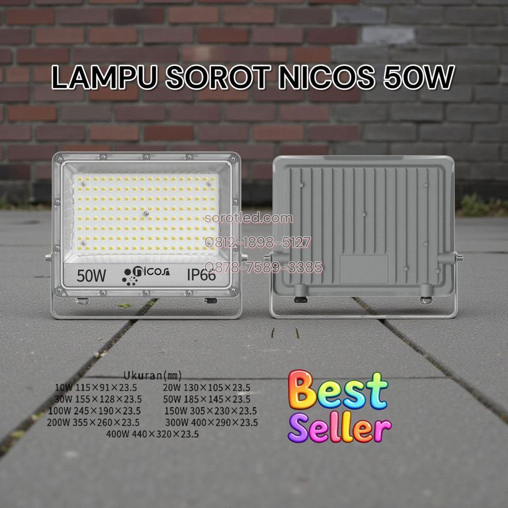 lampu sorot nicos 50w led ip66