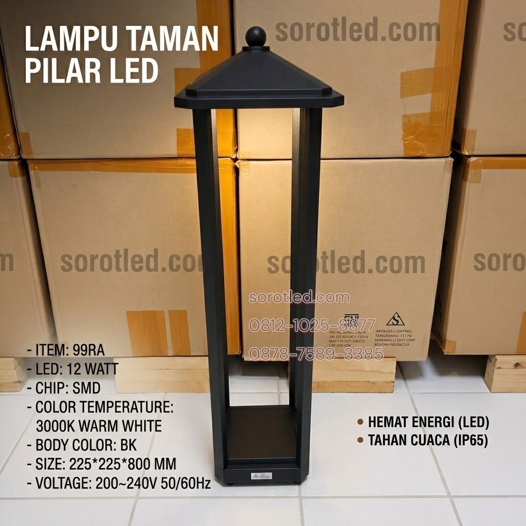 lampu taman pilar 12w 3000k minimalis