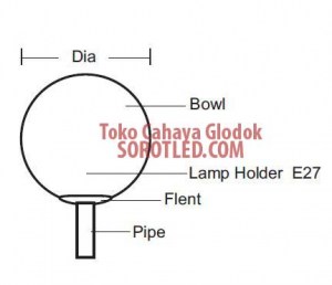 Lampu Taman Bulat Antipecah Polythiline Ukuran Ø43cm